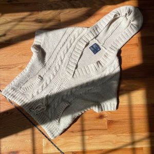 American Eagle cream wool sweater hoodie with short dolman sleeves size S